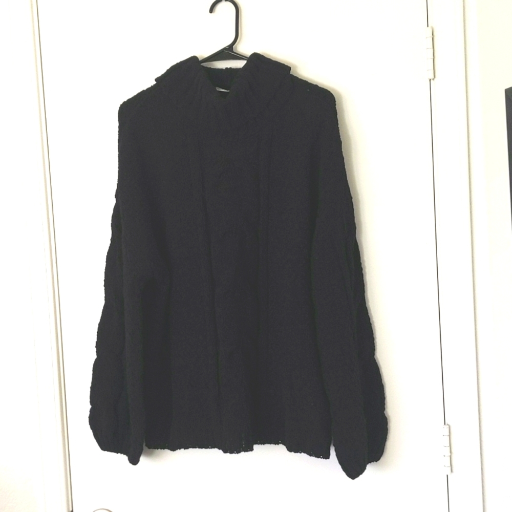 NWT black chenille cowl neck sweater